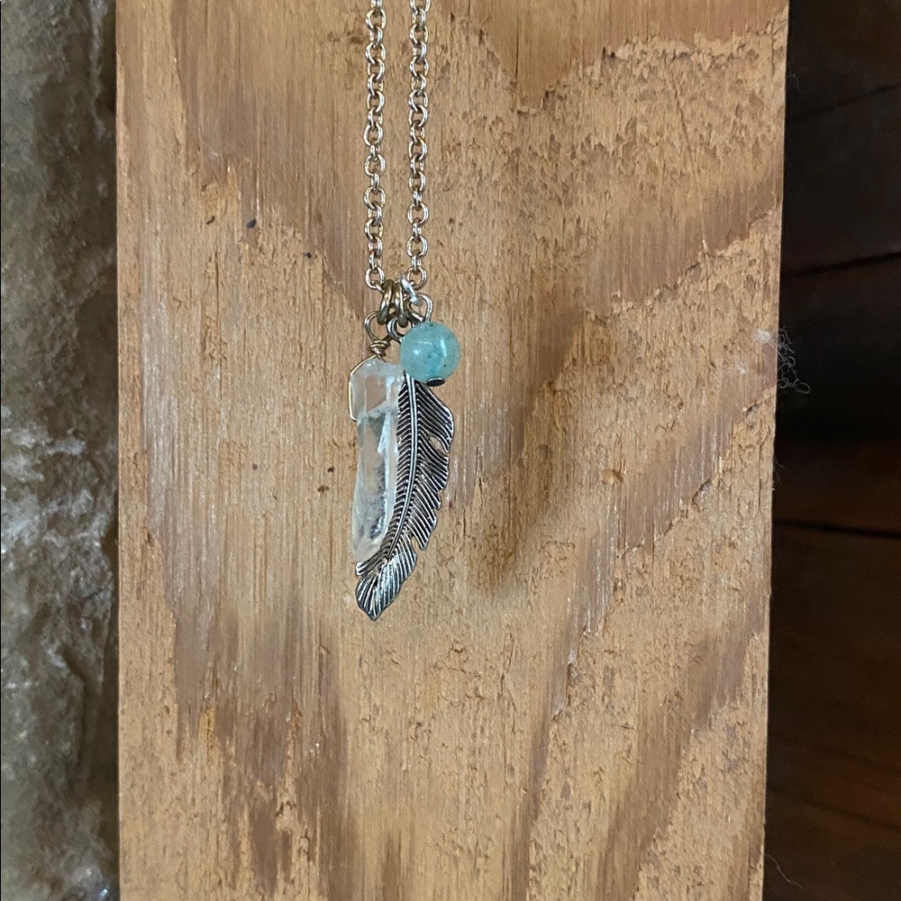 Silver Feather Pendant Necklace